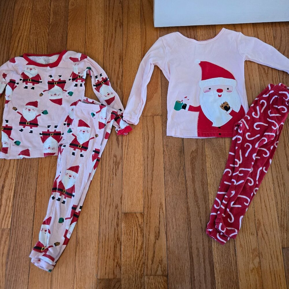 Two pairs of girls Carters size 2T Christmas pajamas